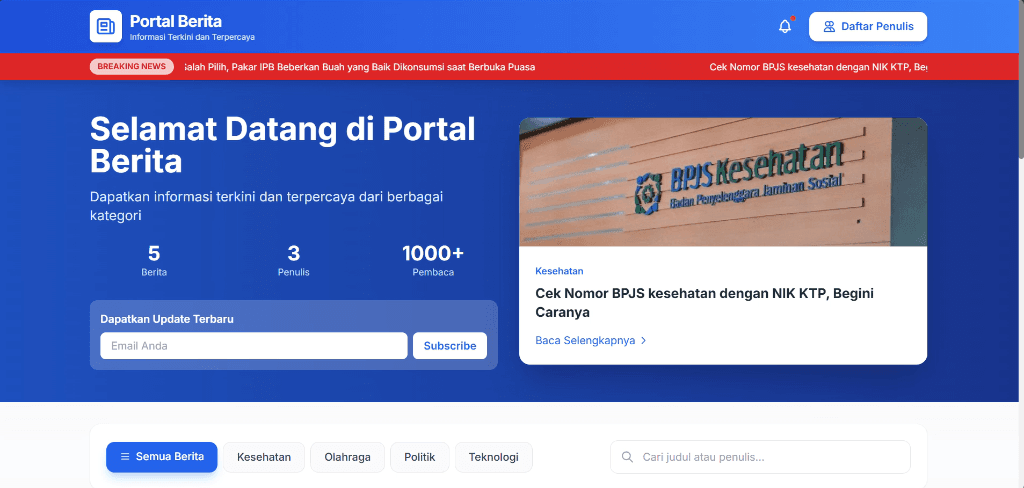 Screenshot Portal Berita